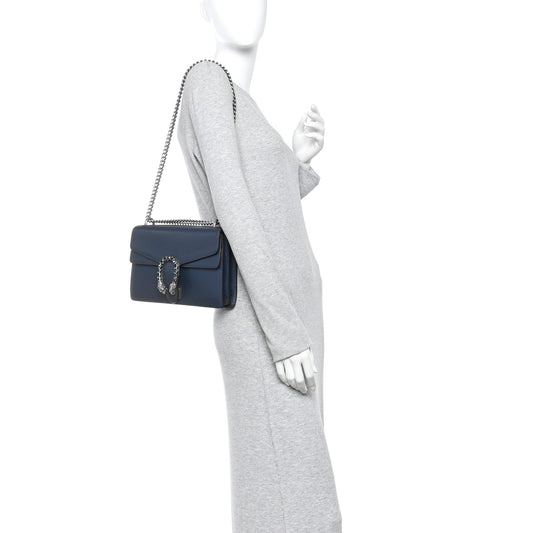 Dollar Calfskin Crystal Small Dionysus Shoulder Bag Blue Agata Montana Sapphire
