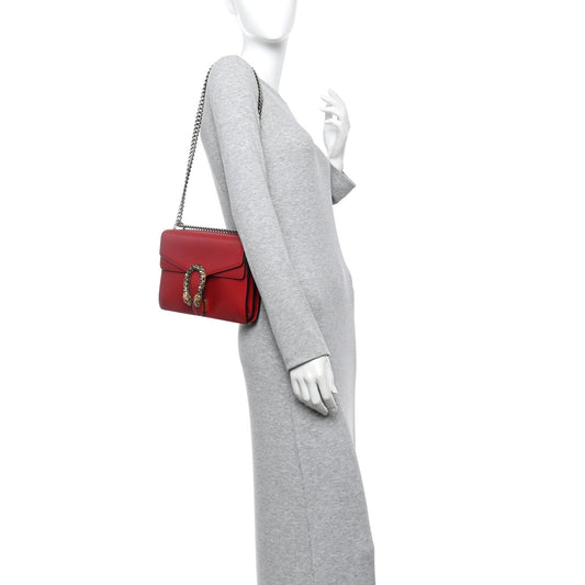 Dollar Calfskin Swarovski Crystal Small Dionysus Shoulder Bag Hibiscus Red