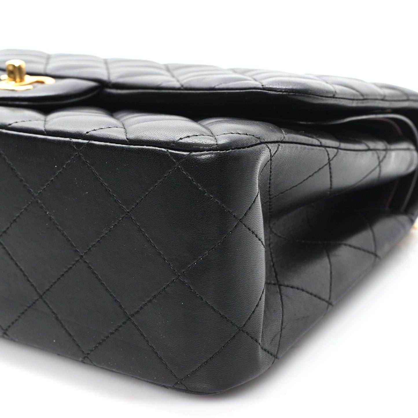 Lambskin Quilted Jumbo Double Flap Black