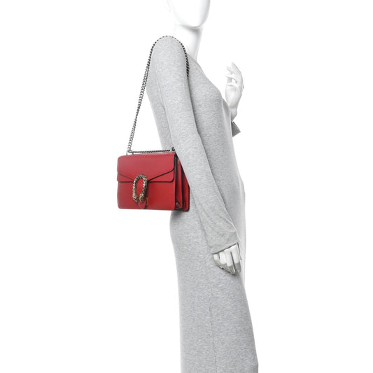 Dollar Calfskin Swarovski Crystal Small Dionysus Shoulder Bag Hibiscus Red