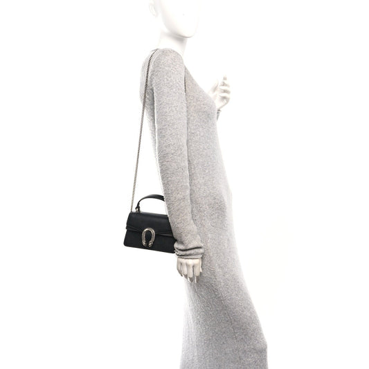 Dollar Calfskin Crystal Mini Dionysus Top Handle Bag Black Crystal