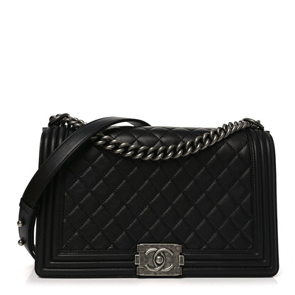 Calfskin Quilted New Medium Boy Flap Black