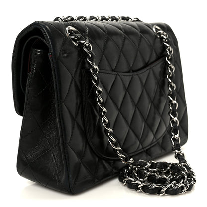 Lambskin Quilted Small Double Flap Black