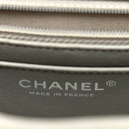 Caviar Quilted Mini Rectangular Flap Light Grey