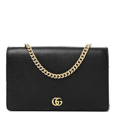 Calfskin Mini GG Marmont Chain Wallet Black