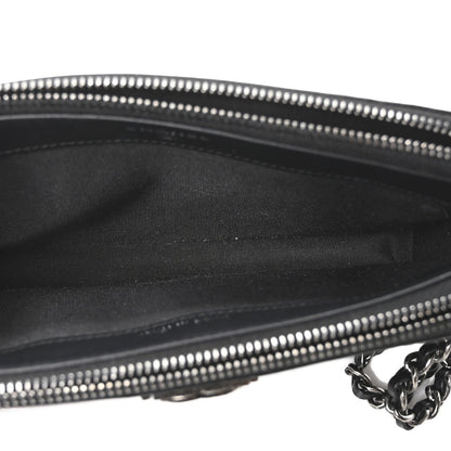 Grained Calfskin Quilted Boy Phone Holder Wallet On Chain Black