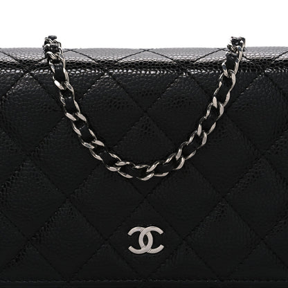 Caviar Quilted Wallet on Chain WOC Black