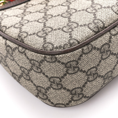 GG Supreme Monogram Textured Dollar Calfskin Web Small Ophidia GG Handbag Beige Ebony New Acero
