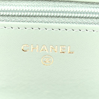 Lambskin Quilted Trendy CC Wallet On Chain WOC Grey