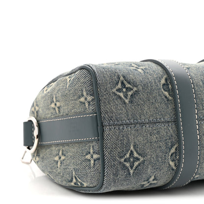 Monogram Washed Denim Keepall Bandouliere 25