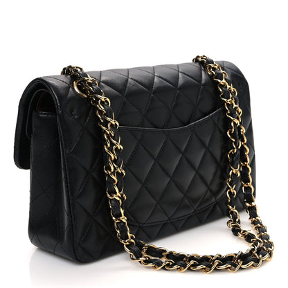 Lambskin Quilted Small Double Flap Black