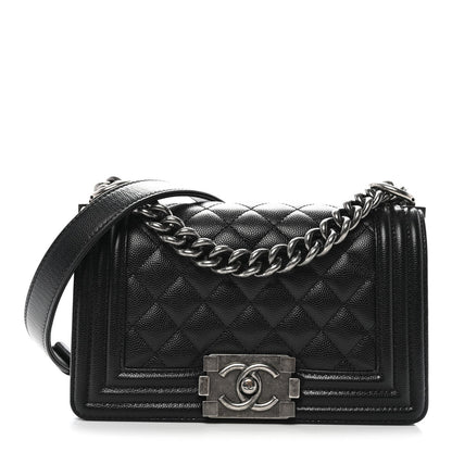 Caviar Quilted Small Boy Flap Black