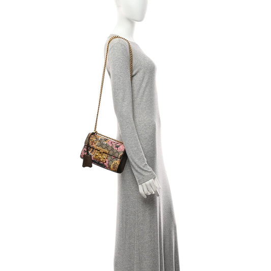 GG Supreme Monogram Bengal Small Padlock Shoulder Bag Beige Pink