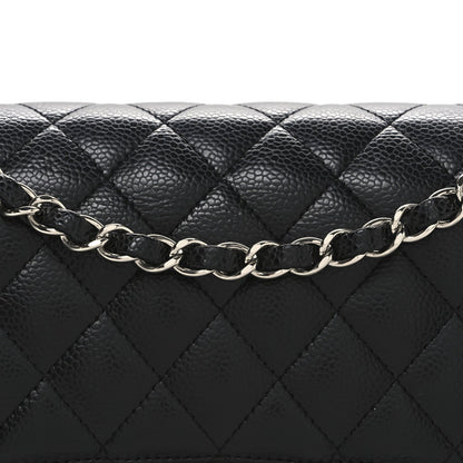Caviar Quilted Medium Double Flap Black