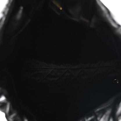 Shiny Calfskin Quilted Chanel 22 Backpack Black
