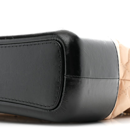 Aged Calfskin Quilted Medium Gabrielle Hobo Beige Black