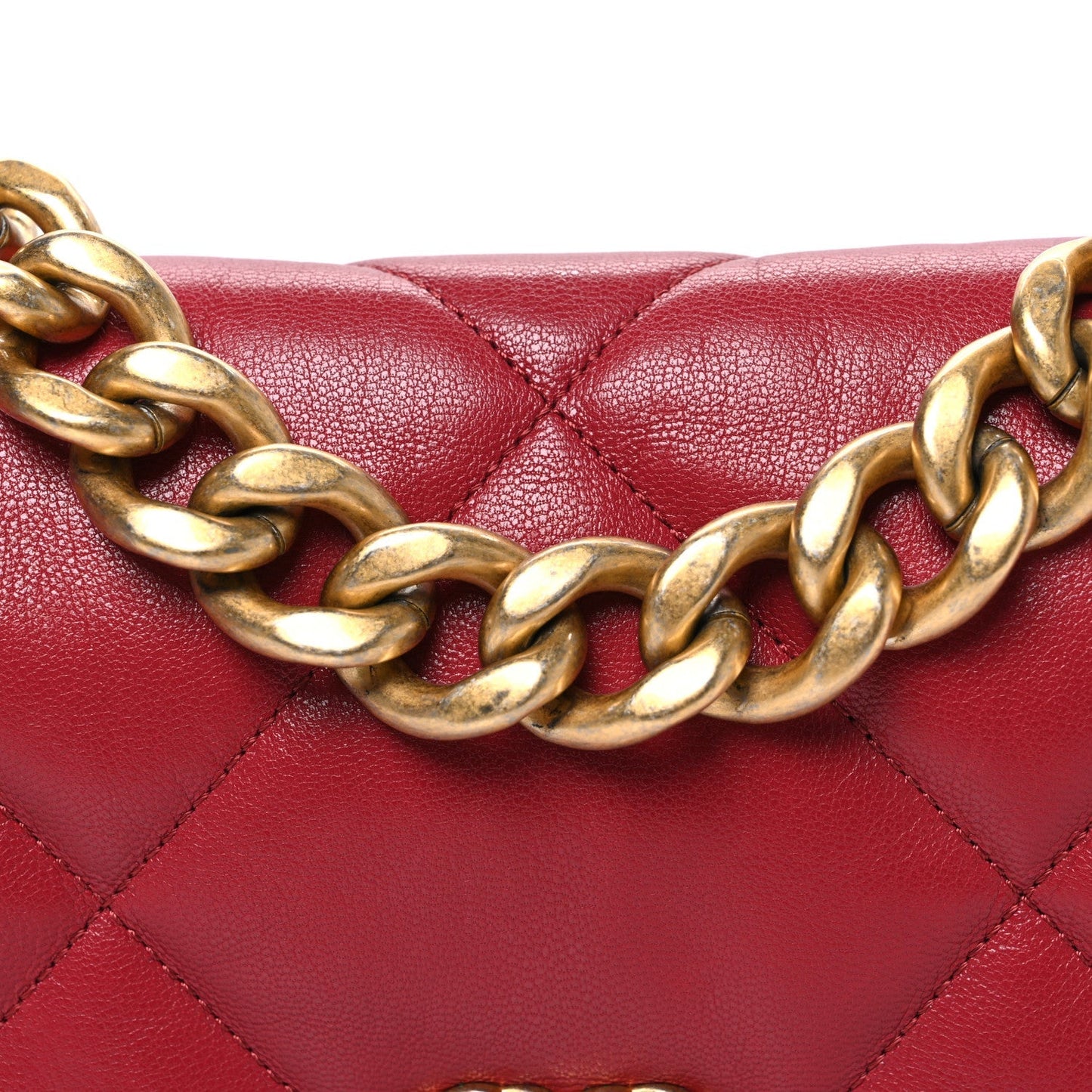 Goatskin Quilted Large Chanel 19 Flap Red