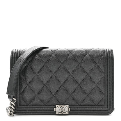 Caviar Quilted Boy Wallet On Chain WOC Black