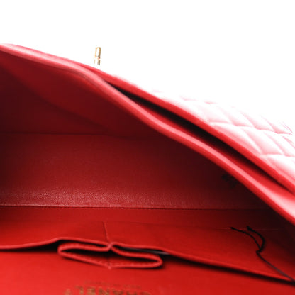 Caviar Quilted Medium Double Flap Red