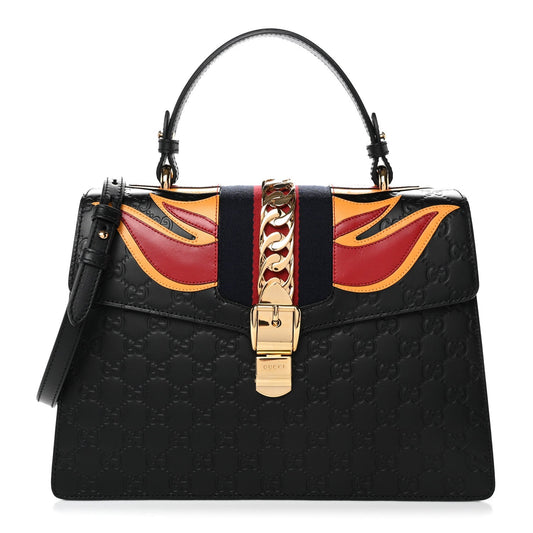 Guccissima Signature Medium Sylvie Top Handle Bag Black