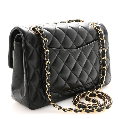 Lambskin Quilted Small Double Flap Black