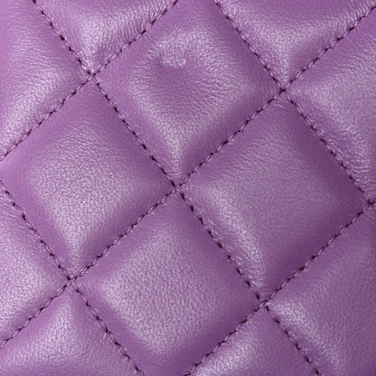 Lambskin Quilted Pick Me Up Wallet On Chain WOC Purple