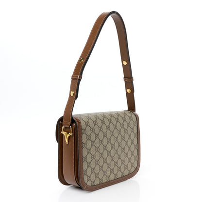 GG Supreme Monogram Azalea Calfskin Horsebit 1955 Shoulder Bag Beige Brown Sugar
