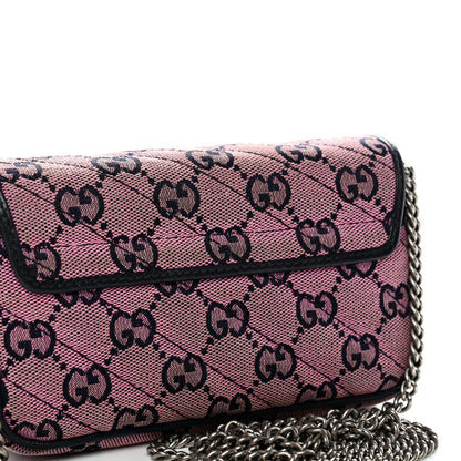 Monogram Multicolor Matelasse Diagonal Super Mini GG Marmont Shoulder Bag Pink Blue