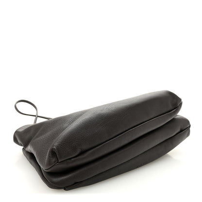 Grained Calfskin Bourse Clutch Dark Brown