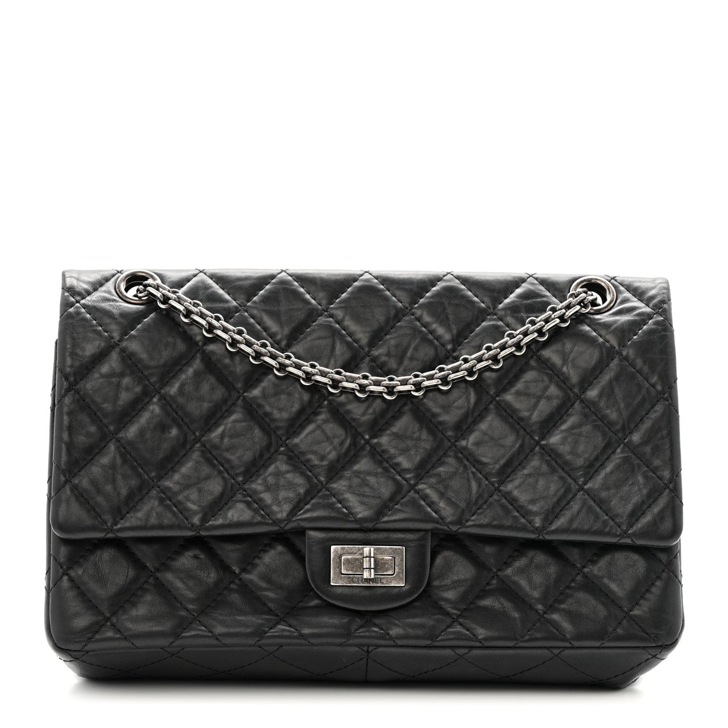 Aged Calfskin Quilted 2.55 Reissue 226 Flap Black