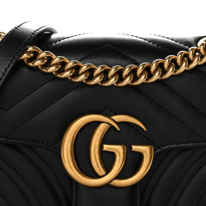 Calfskin Matelasse Mini GG Marmont Shoulder Bag Black