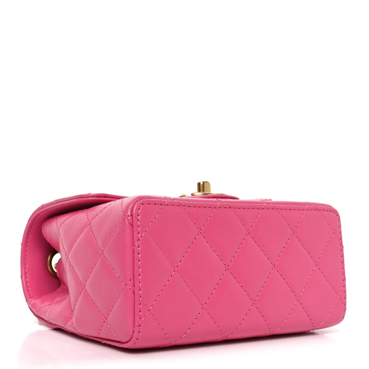 Goatskin Quilted Mini Square Flap Pink