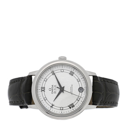 Stainless Steel Alligator Diamond 32.7mm De Ville Prestige Quartz Watch White 424.13.33.20.52.002