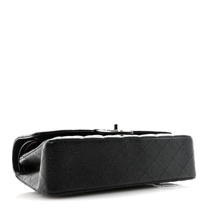 Caviar Quilted Medium Double Flap Black