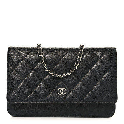 Caviar Quilted Wallet on Chain WOC Black