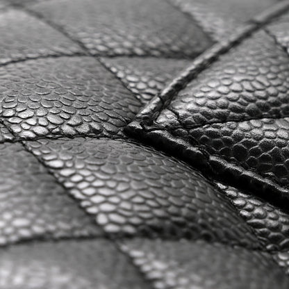 Caviar Quilted Medium Double Flap Black