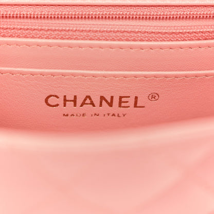 Lambskin Quilted Mini Square Flap Pink