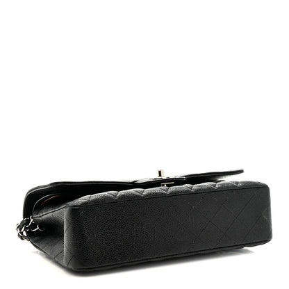 Caviar Quilted Medium Double Flap Black