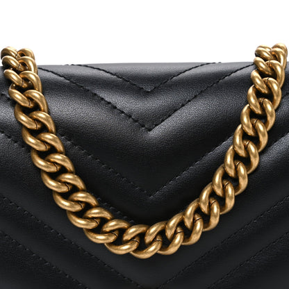 Calfskin Matelasse Mini GG Marmont Chain Half Moon Crossbody Bag Black