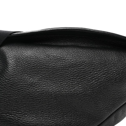 Grained Calfskin Large Slouchy Banana Bag Black