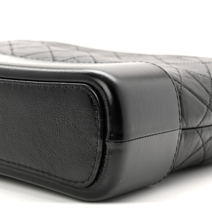 Aged Calfskin Quilted New Medium Gabrielle Hobo Black
