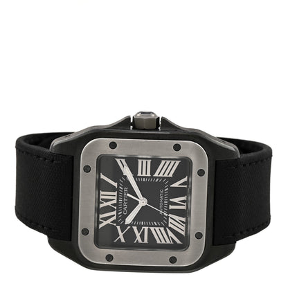 ADLC Titanium Nylon 38mm Santos 100 Chronograph Automatic Watch Black