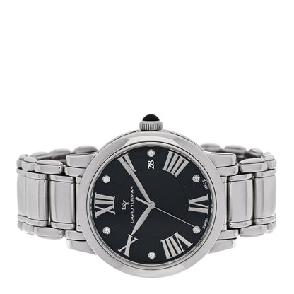 Stainless Steel Diamond 38mm Classic Quartz Watch Black