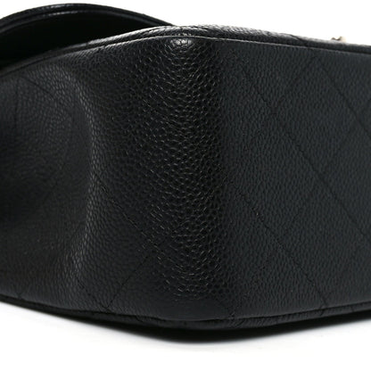 Caviar Quilted Jumbo Double Flap Black