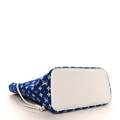 Jacquard Velvet Monogram LV Match Neverfull MM Bleu