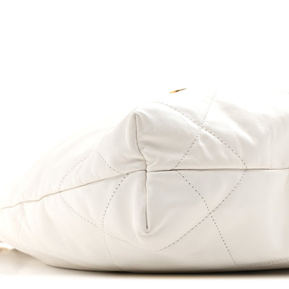 Shiny Calfskin Quilted Small Chanel 22 White