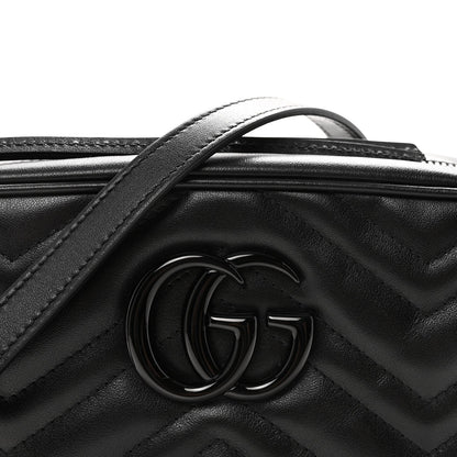 Calfskin Matelasse Monochrome Small GG Marmont Chain Shoulder Bag Black