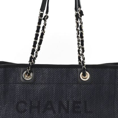 Mixed Fibers Calfskin Small Deauville Tote Black