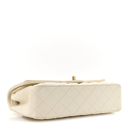 Caviar Quilted Medium Double Flap White
