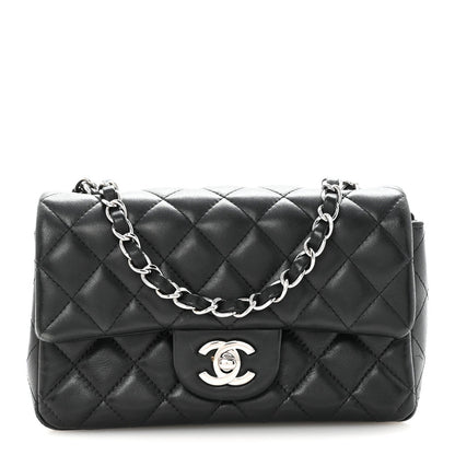 Lambskin Quilted Mini Rectangular Flap Black